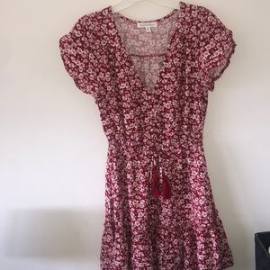 red floral dress